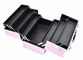 Portabel Pink Kosmetik Case Aluminium Frame ABS Beauty Case Dengan Tali Bahu